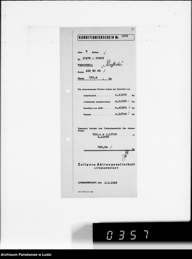 Obraz 12 z jednostki "Rechnungen zu Aufträge. Ziegenhagen [za dostawy towarów dla Getta]"
