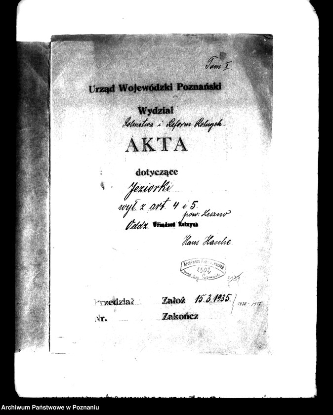 Obraz 4 z jednostki "Majątek Jeziorki powiatu leszczyńskiego wyłączenie z art. 4/5 ustawy o reformie rolnej Hans Hasche ."
