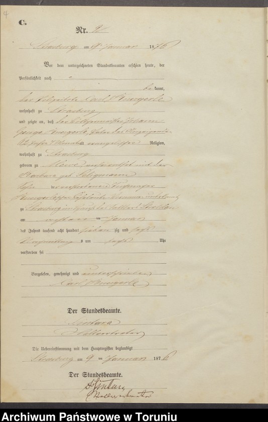 image.from.unit.number "Sterbe-Neben-Register Stadt Strasburg [Brodnica-Miasto] für das Jahr 1876"
