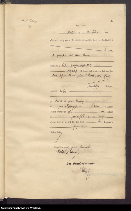 image.from.unit.number "Geburts-Haupt-Register Breslau IV 1910 Band 2"