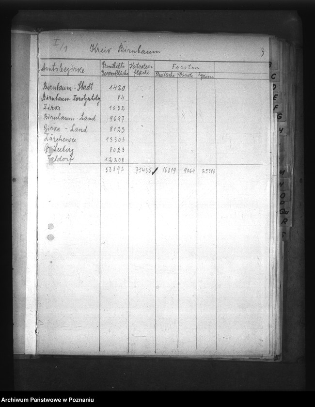 Obraz 7 z jednostki "Auszüge ausder Hauptübersicht des Bestandes der Liegenschaften (w poszczególnych powiatach Kraju Warty)"