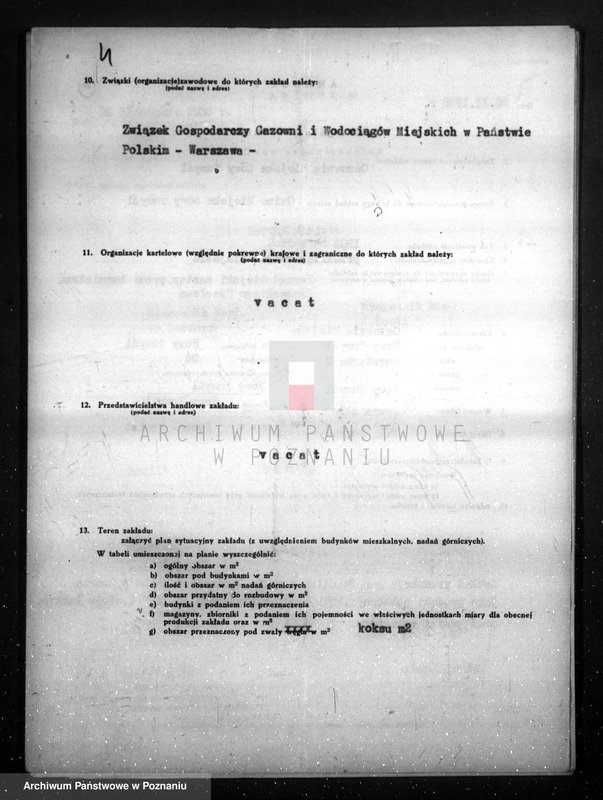 Obraz 7 z jednostki "Kwestionariusz Gazowni Miejskiej w Nowym Tomyślu"