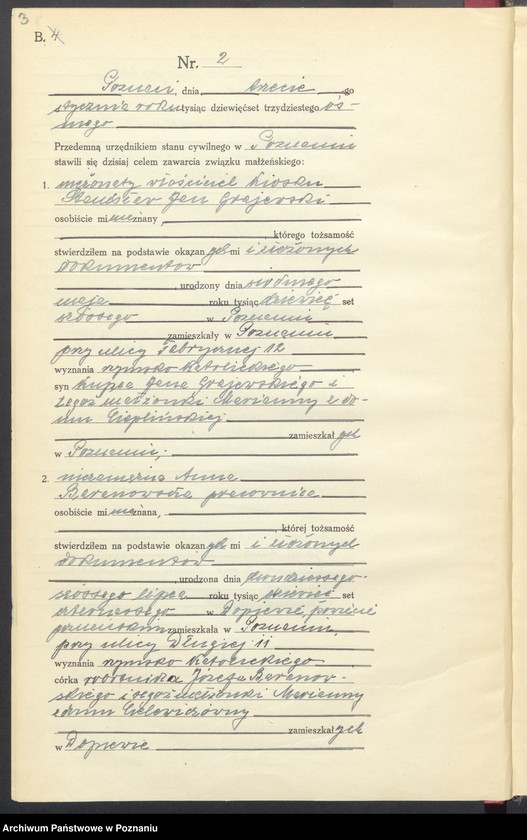 Obraz 5 z jednostki "Księga miejscowa małżeństw tom I [Rejestr główny małżeństw]"