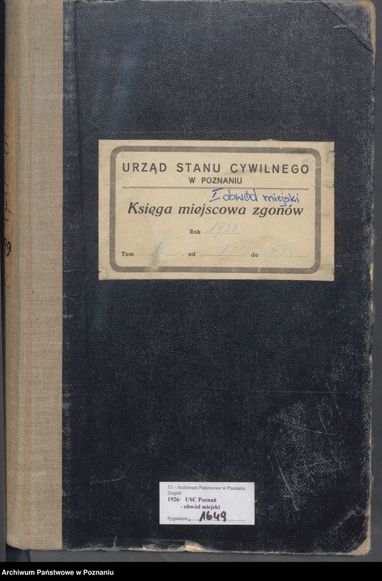 Obraz 2 z jednostki "Księga miejscowa zgonów tom I [Rejestr główny zgonów]"