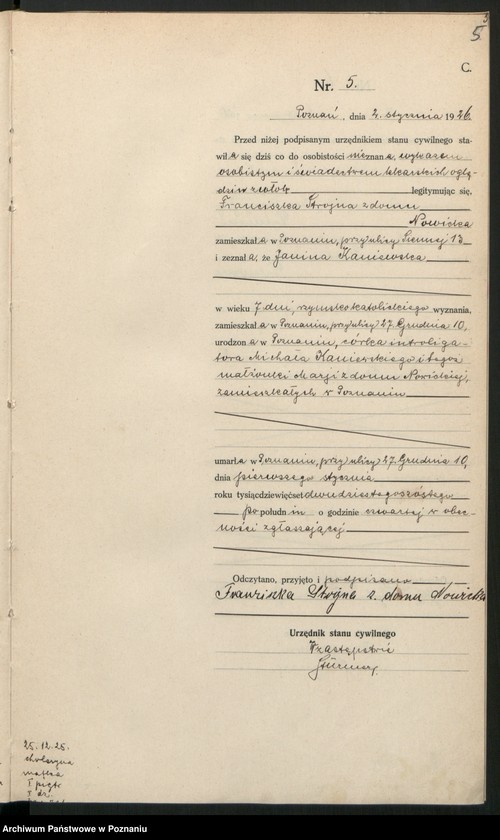 Obraz 7 z jednostki "Księga miejscowa zgonów tom I [Rejestr główny zgonów]"