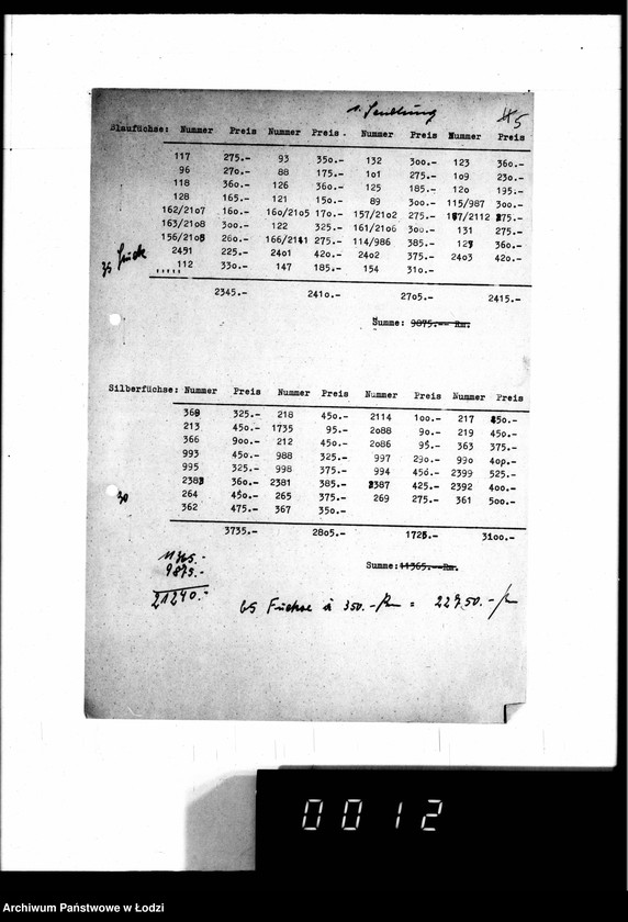Obraz 10 z jednostki "Lieferscheine, [Zestawienia dostaw i sprzedaży futer]"