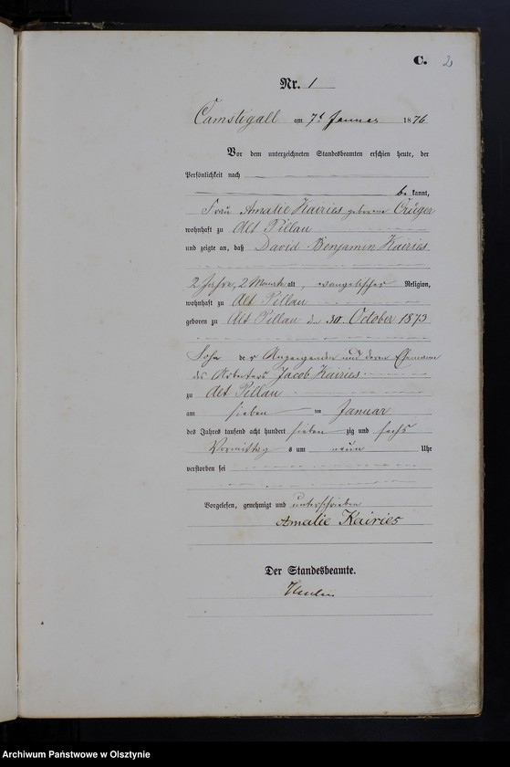 image.from.unit.number "Sterbe-Haupt-Register Tom I,Nr 1 - 82"