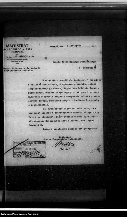 Obraz 5 z jednostki "Zatwierdzenie wytwórni musztardy H. Jarosz Poznań"