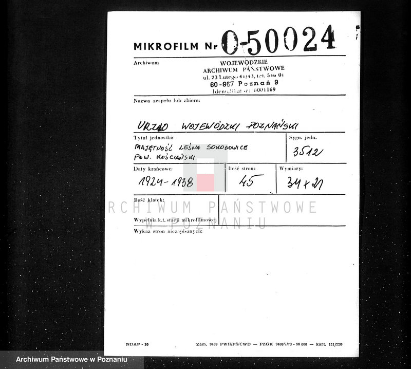 Obraz 2 z jednostki "Majętność leśna Sokołowice powiat kościański"