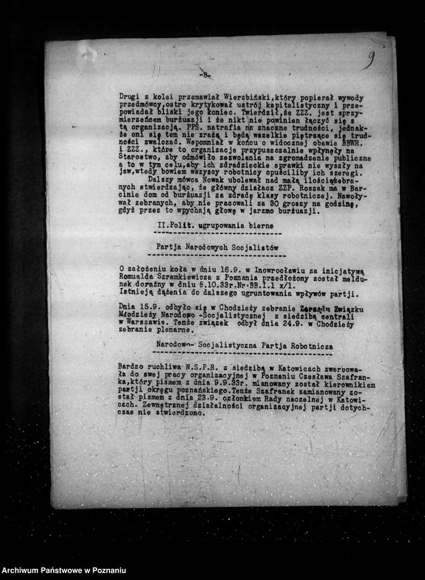Obraz 13 z jednostki "Sprawozdanie miesięczne sytuacyjne z legalnego ruchu politycznego za miesiące wrzesień-grudzień 1933 r."