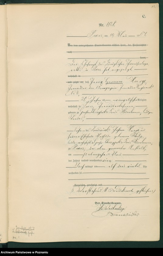 Obraz 15 z jednostki "Księga miejscowa zgonów tom III"