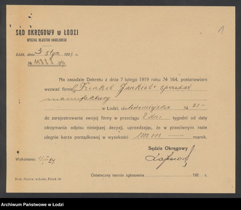 Obraz 3 z jednostki "Jankiel Frenkiel- sprzedaż manufaktury"