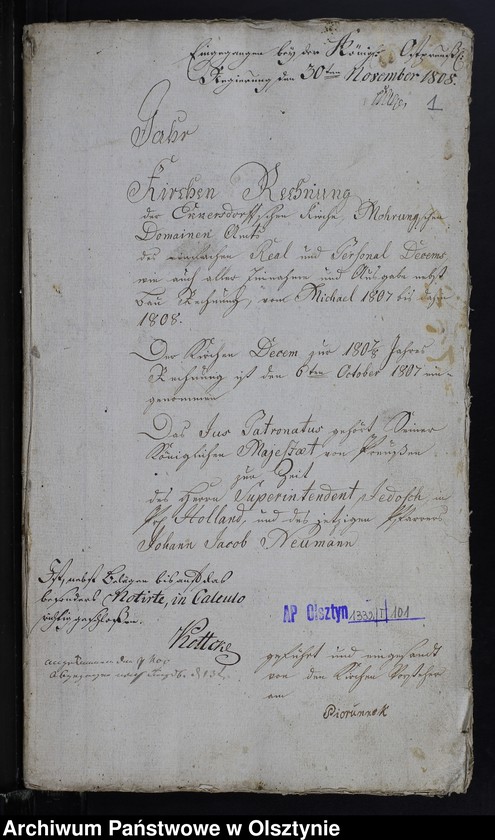 image.from.unit.number "Jahr Kirchen Rechnung des eifachen und doppelten Real et Personal Decems, wie auch aller Einnahme und Ausgabe, nebst Bau-Rechnung"