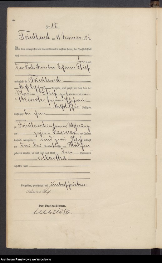 image.from.unit.number "Księga urodzeń USC Mieroszów (Friedland) 1902"