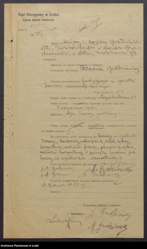 Obraz 8 z jednostki "Mojżesz Grodzieński, Łazarz Grodzieński- "Bracia Grodzieńscy"- fabrykacja i sprzedaż towarów manufakturowych"