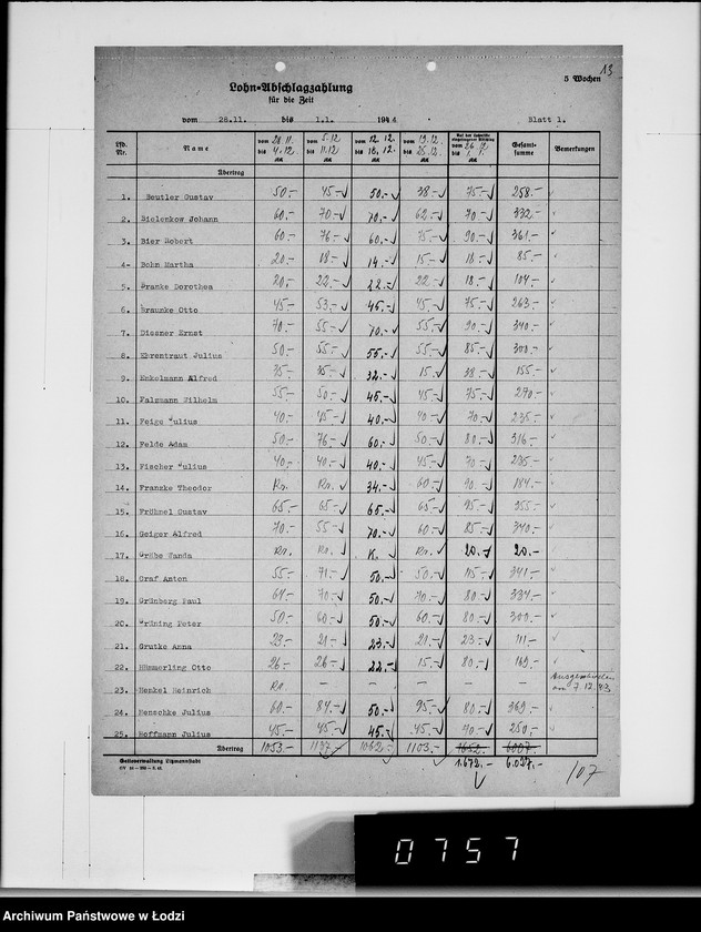 Obraz 17 z jednostki "Abschlag-Listen"