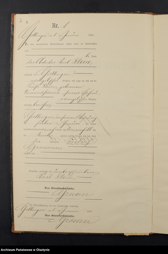 Obraz 5 z jednostki "Geburts-Neben-Register Nr 1 - 43"