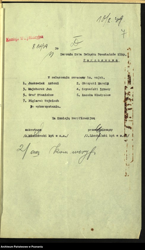 Obraz 11 z jednostki "Parzęczewo, powiat Kościan - akta koła."