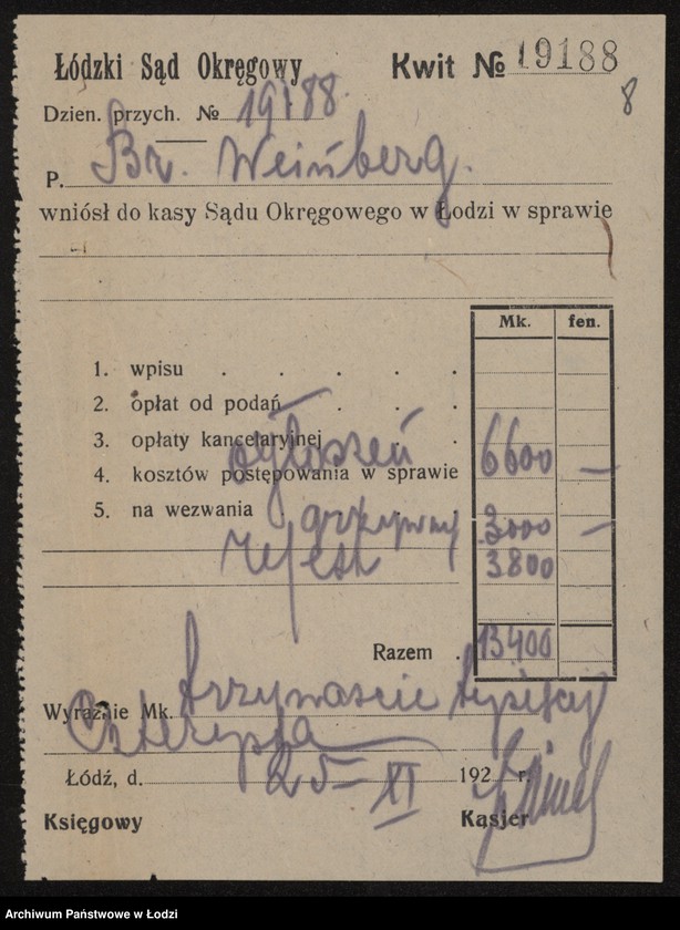 Obraz 10 z jednostki "Dawid Wajnberg i Jakób Wajnberg- handel manufakturą"