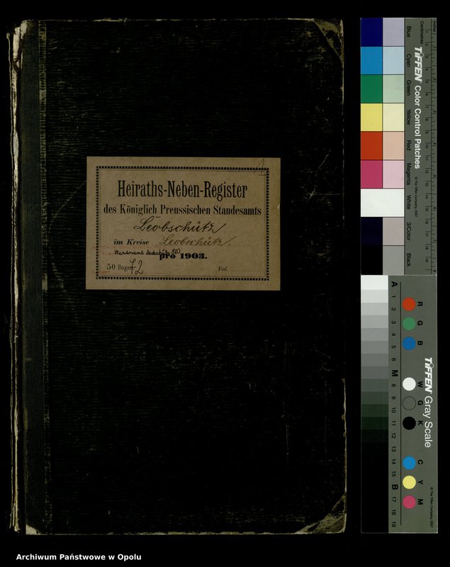 image.from.unit.number "Heiraths-Haupt-Register Standesamts Leobschütz pro 1903"
