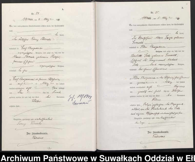 image.from.unit.number "[Geburts-Haupt-Register des Königlichen Preussischen Standes-Amtes Ukta Kreis Sensburg]"