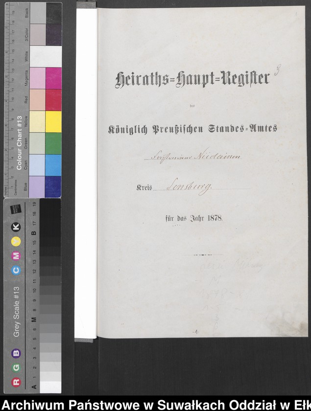 image.from.unit.number "Heiraths-Haupt-Register des Königlich Preussischen Standes-Amtes Forstrevier Nicolaiken Kreis Sensburg für das Jahr 1878 [do 1881]"