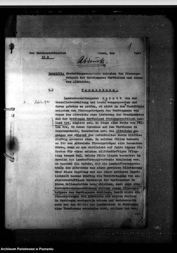 Obraz 5 z jednostki "Fürsorgerechtliche Beziehungen zu Fürsorgeträgern ausserhalb des Warthegaues"