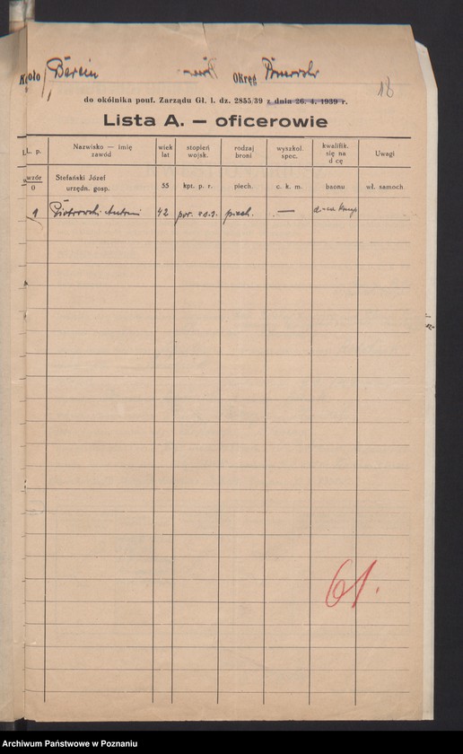 Obraz 18 z jednostki "Lista członków Związku Powstańców Wielkopolskich przesłane przez hitlerowców S.D. - Toruń do S.D. - Leitabschnitt - Poznań."