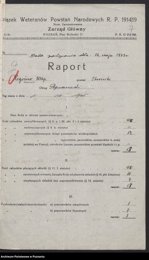 Obraz 12 z jednostki "Rogoźno, powiat Oborniki - akta Koła Czwartaków."