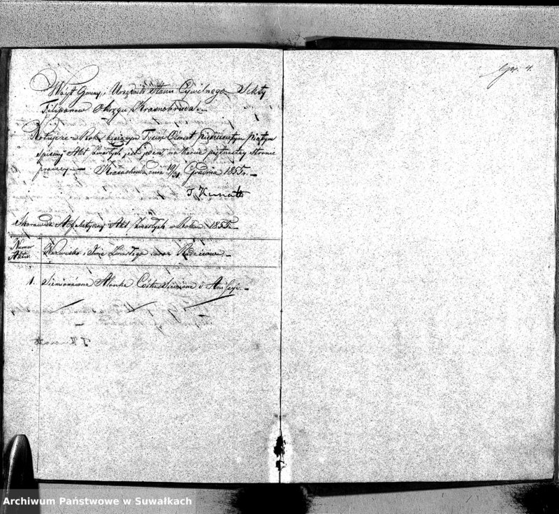 image.from.unit.number "Duplikat Urodzonych Zaślubionych i Zmarłych Sekty Filiponów w Gminie Krasnohruda na rok 1855"