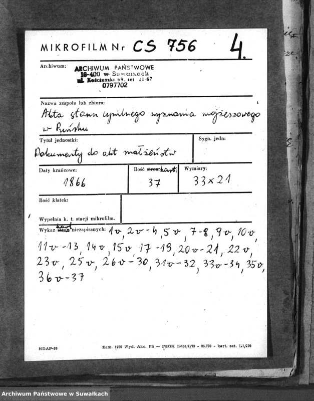 image.from.unit.number "Dowody Akt Ślubnych Okręgu Bożniczego Puńsk z r. 1866"