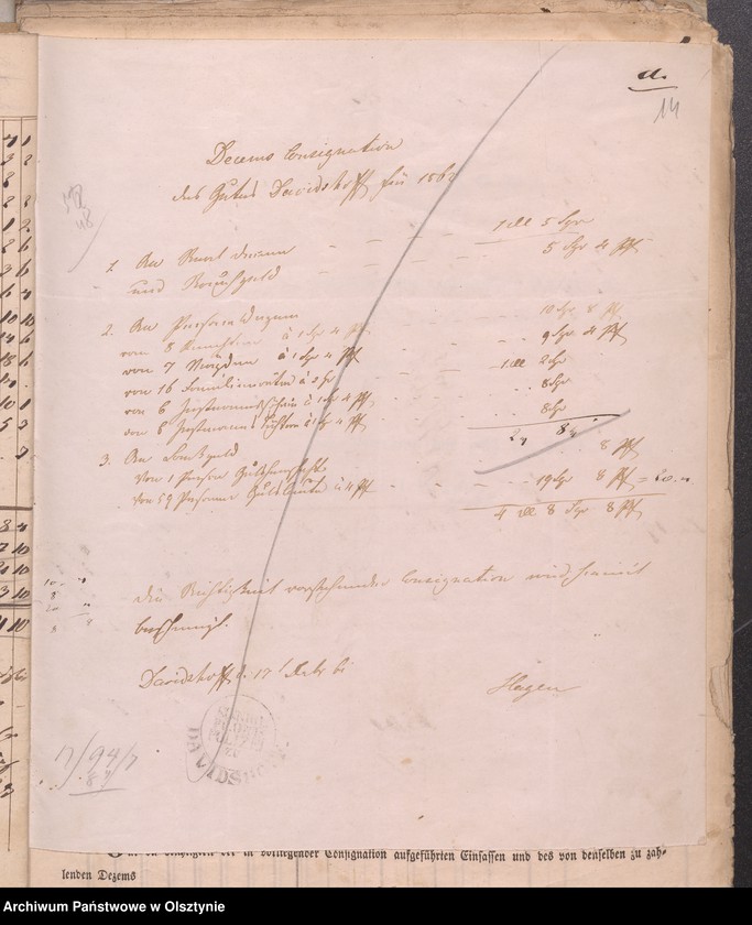 image.from.unit.number "Einnahme und Ausgabe Beläge zur Kirchen Kassen Rechnung von Passenheim pro 1862"