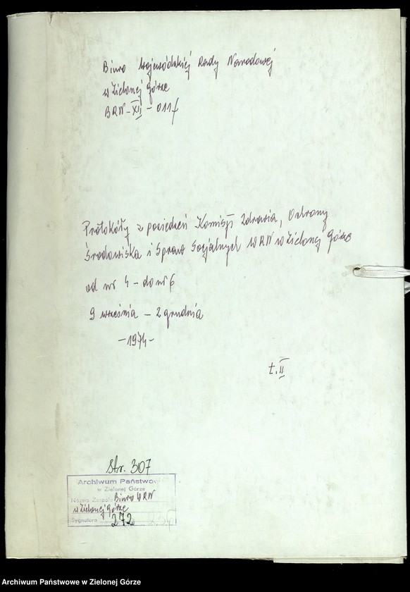 image.from.unit.number "Protokóły z posiedzeń Komisji Zdrowia, Ochrony Środowiska i Spraw Socjalnych Wojewódzkiej Rady Narodowej w Zielonej Górze; Nr 4 - 6; Tom 2 "