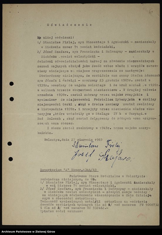 Obraz 15 z jednostki "Zaświadczenia Zarządu Okręgu ZBoWiD dotyczące osadnictwa wojskowego (układ alfabetyczny: A do G)"