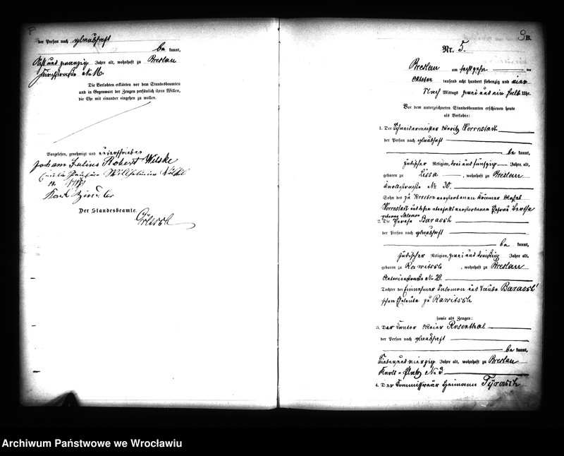 image.from.unit.number "Heiraths-Haupt-Register Breslau I 1874 Band 1"