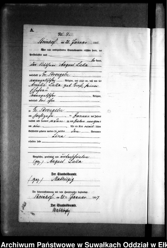 image.from.unit.number "Geburts-Neben-Register des Preussischen Standes-Amtes Gr. Strengeln Kreis Angerburg"