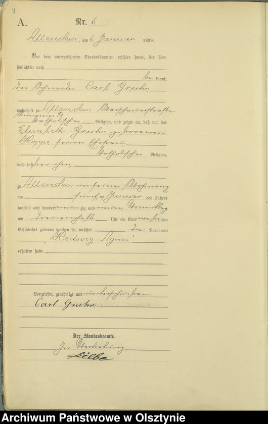 image.from.unit.number "Geburts-Haupt-Register Tom I,Nr 1 - 399"