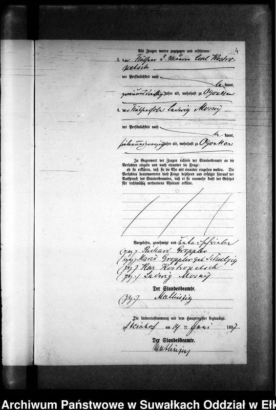 image.from.unit.number "Heiraths-Neben-Register des Preussischen Standes-Amtes Gr. Strengeln Kreis Angerburg"