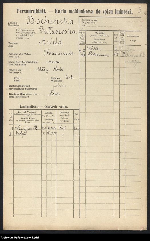 Obraz 5 z jednostki "[Spis ludności Łodzi] Bochenkiewicz - Bogdanow"