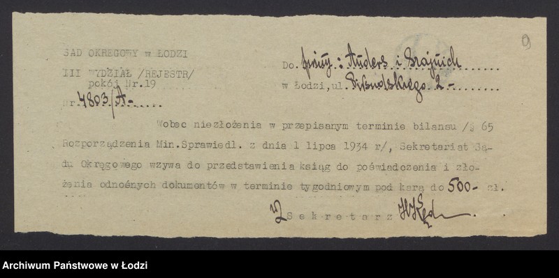 Obraz 11 z jednostki "Anders i Szajnik - pralnia chemiczna i farbiarnia garderoby"