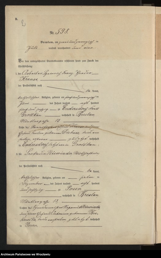 image.from.unit.number "Heiraths-Neben-Register Breslau I 1904 Band 4"