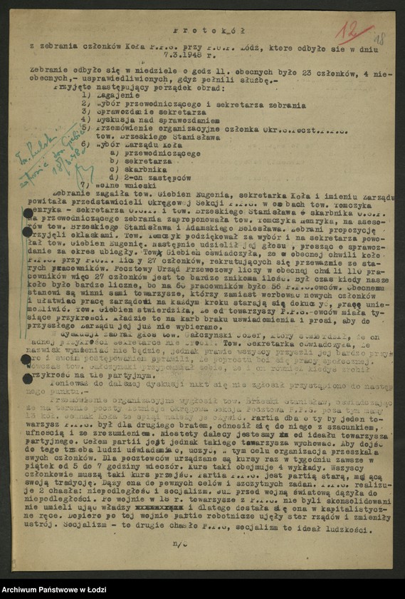 Obraz 19 z jednostki "Komitet Pocztowy PPS- protokoły posiedzeń. Koło Pocztowe- protokoły zebrań i protokoły współzawodnictwa pracy"