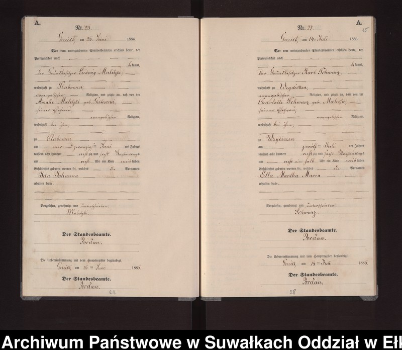 image.from.unit.number "Geburts-Neben-Register des Königlichen Preussischen Standes-Amtes Gneist Kreis Loetzen"
