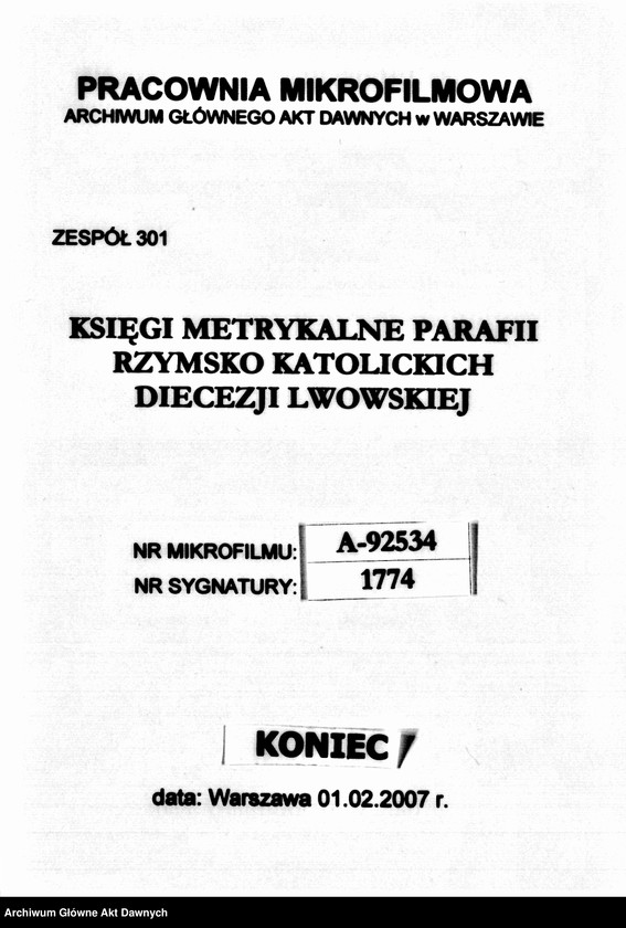 image.from.unit.number "Parafia: Milatyn Nowy. Dekanat: Gliniany. Kopie z ksiąg metrykalnych ur., śl., zg. dla całej parafii (miasto Milatyn Nowy i wsie)."