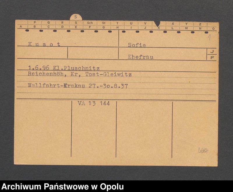 Obraz 3 z jednostki "[Kusot Sofie, ur. 1.06.1896 r. Klein Pluschnitz]"