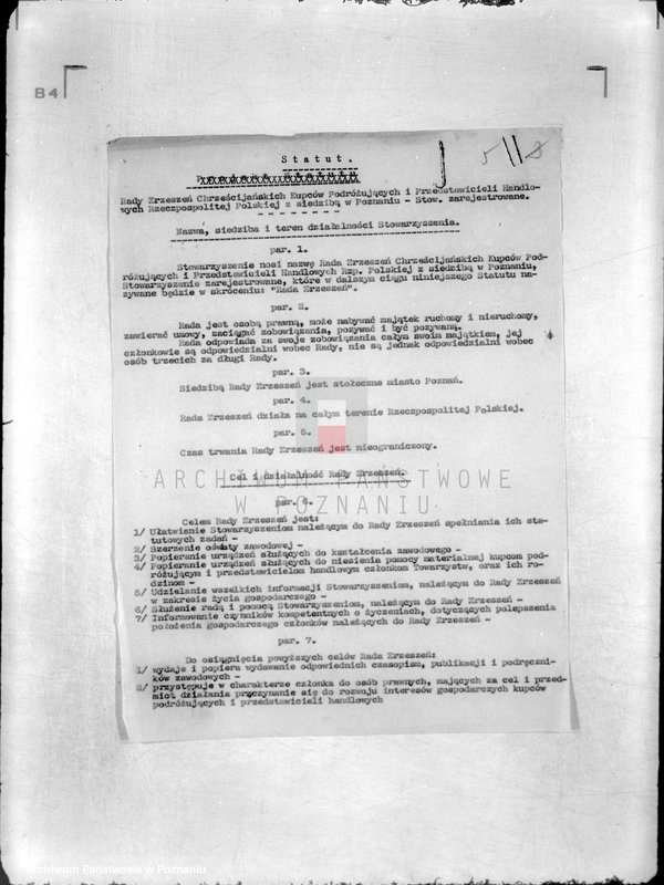 Obraz 9 z jednostki "/Rada Zrzeszeń Chrześcijańskich Kupców Podróżujących i Przedstawicieli Handlowych R.P. w Poznaniu]"