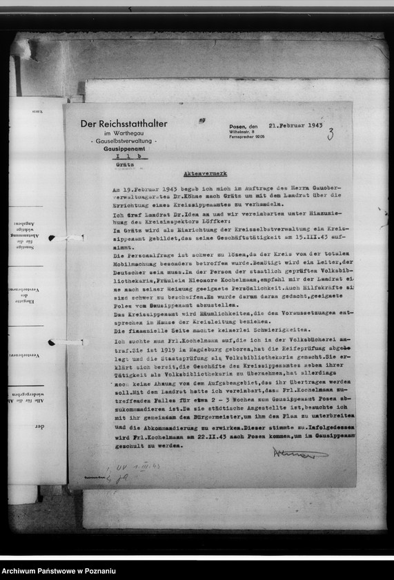 Obraz 7 z jednostki "[Korespondencja w sprawach organizacyjnych, sprawozdanie z działalności], Kreissippenamt Grätz [Grodzisk, powiat nowotomyski]"