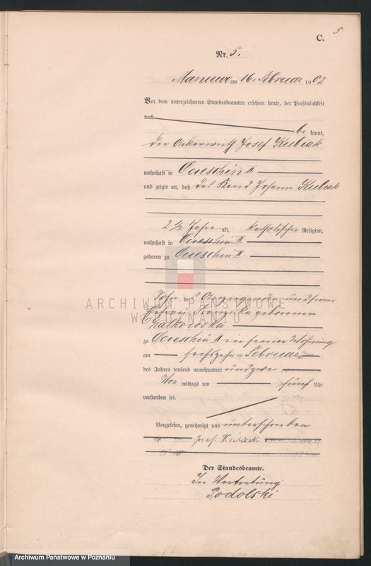 Obraz 8 z jednostki "Sterbe-Haupt-Register"