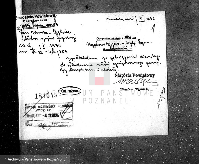 Obraz 5 z jednostki "Zatwierdzenie zakładu przemysłowego /rzeźnia i warsztat/ Jan Warnke, Gębice pow. czarnkowski"