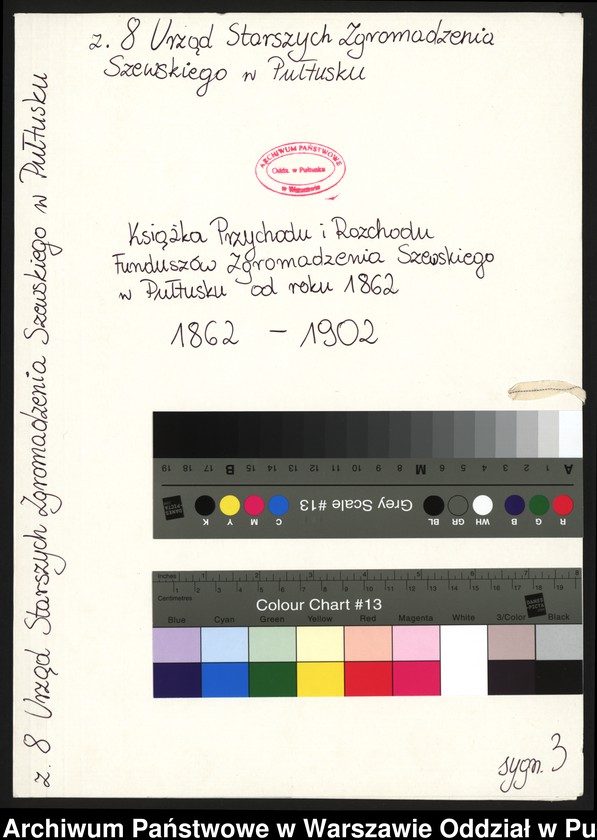image.from.unit.number "Książka Przychodu i Rozchodu Funduszów Zgromadzenia Szewskiego w Pułtusku od roku 1862"